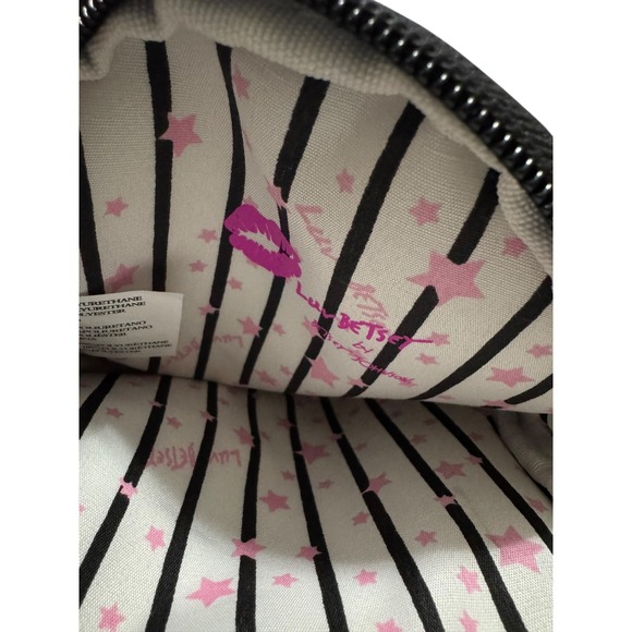 Betsey Johnson Owl Coin Purse Wallet Pouch Wristlet Black Pink Stars - Picture 3 of 3